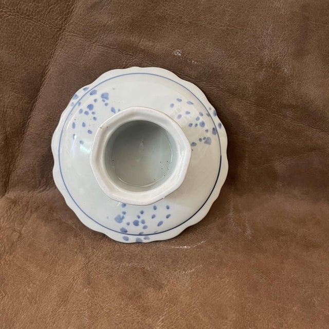 Late 20th-Century Blue and White Porcelain Footed Dish - Set of 2 For Sale In Los Angeles - Image 6 of 6