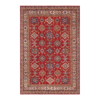 Tribal Super Kazak Red/Beige Wool Rug - 8'2'' X 10'3'' For Sale