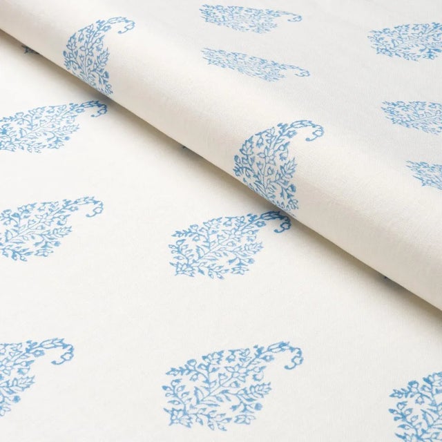 Schumacher Schumacher Kerala Paisley Fabric In Blue For Sale - Image 4 of 4