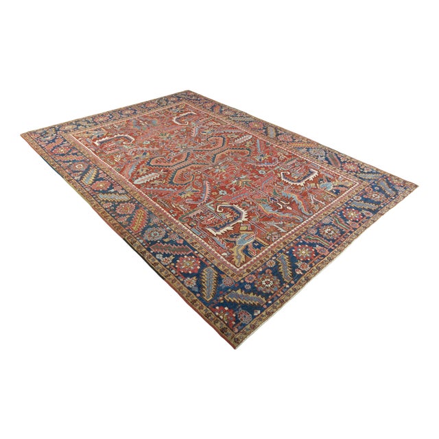 Antique Hand-Knotted Heriz Rug, 1890s For Sale