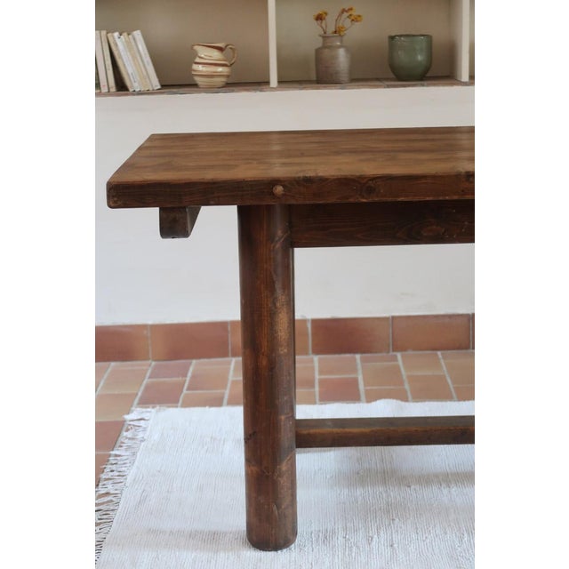 Brutalist Dining Table in Pine attributed to Georges Robert, France, 1960s For Sale - Image 6 of 14