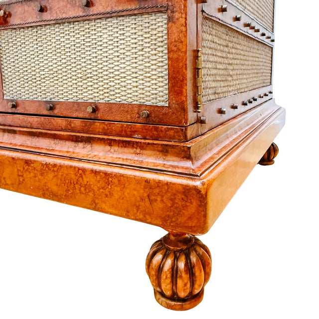 Maitland-Smith British Colonial Style Woven Rattan & Leather Coffee Table Chest For Sale In San Diego - Image 6 of 14