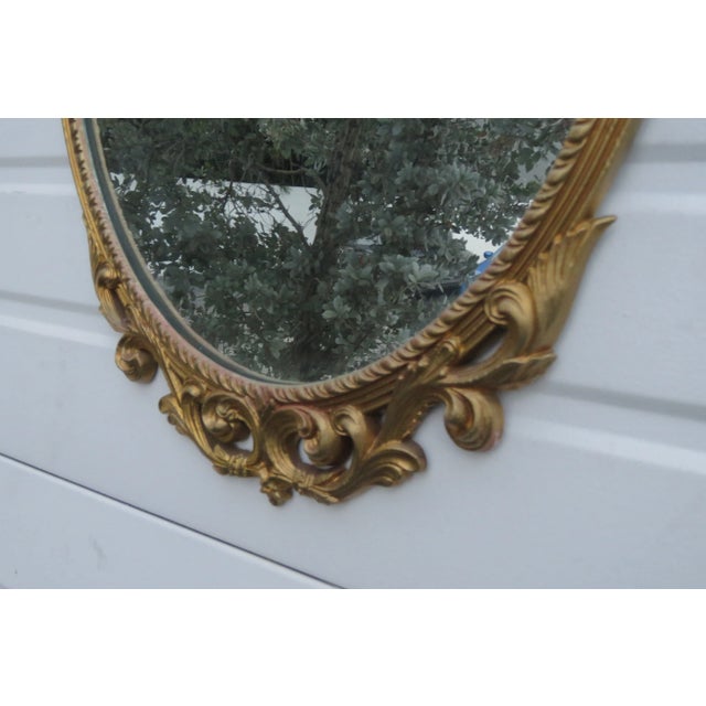 Gold French Carved Painted Gold Wall Dresser Bathroom Vanity Mirror For Sale - Image 8 of 10