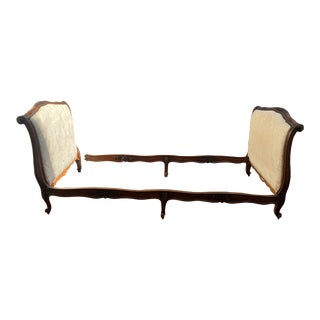 Antique Walnut Daybed Louis XV Mid 18th Century Upholstered in Matelasse For Sale