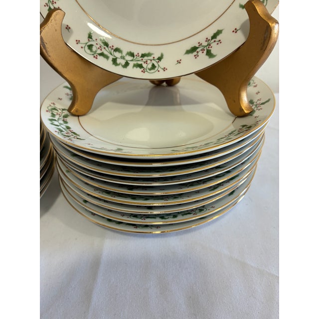 Vintage Holly & Berry Holiday Dessert Plates - Set of 24 For Sale - Image 10 of 12