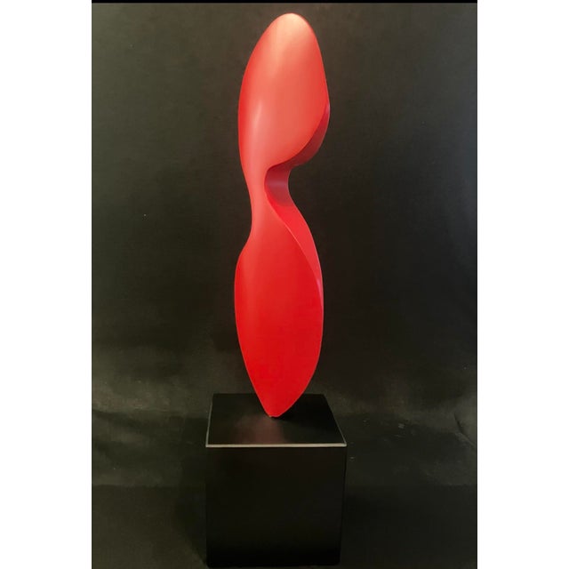 Red Abstract Steel Sculpture by Artist Scott Donadio, Signed, (30” High) For Sale - Image 6 of 8
