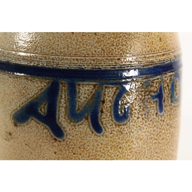 Rare 19th C Blue on Beige Stoneware Anchovies Jar, New England For Sale - Image 13 of 17