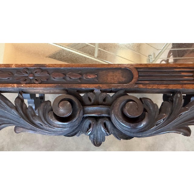 Early 20th Spanish Black Forest Carved Mirror with Floral Motif For Sale - Image 14 of 18