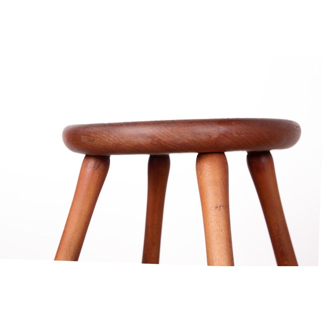 Vintage Beech and Molded Wood Stools in the style of Guillerme and Chambron, 1960s, Set of 6 For Sale - Image 4 of 18