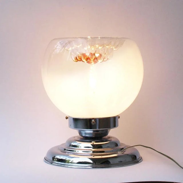 Chromed Metal & Glass Table Lamp by Toni Zuccheri for VeArt, 1970s, in Good conditions. Designed 1970 to 1979 European...