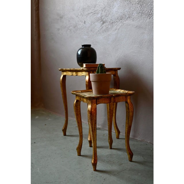 Florentine Baroque Style Gilded Nesting Tables, 1950s, Set of 2 For Sale - Image 4 of 18