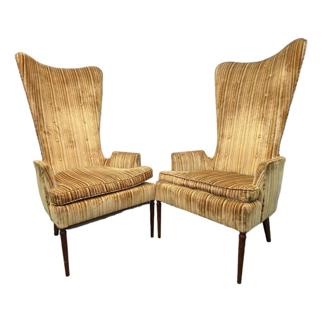 Pair of Mid 20th Century Luxurious High-Backed Chairs For Sale