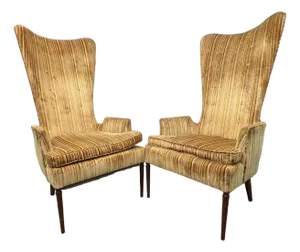 Pair of Mid 20th Century Luxurious High-Backed Chairs