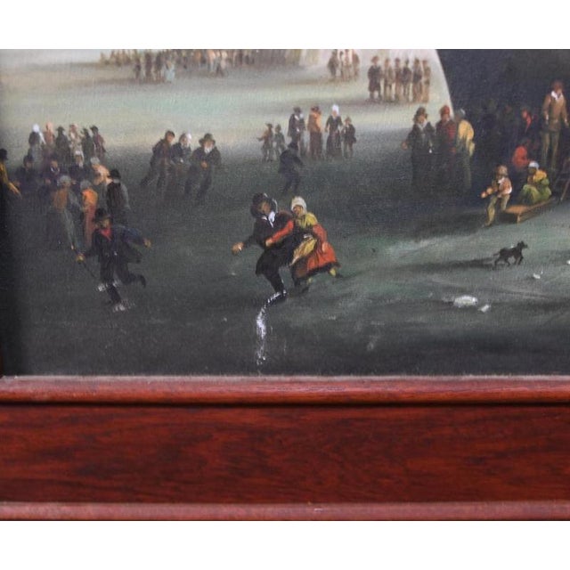2000 - 2009 Dutch School, Winter Landscape Harbour Scene Ice Holland, 1990, Oil Painting, Framed For Sale - Image 5 of 7