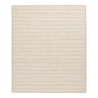 Rug & Kilim’s Textural Kilim Rug in Cream and White High-Low Stripes - 6x9 For Sale