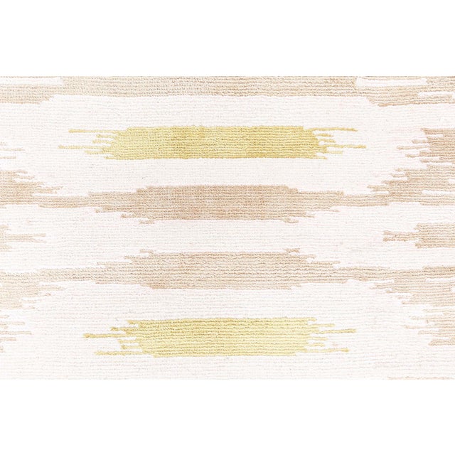 Early 21st Century Abstract Ikat Design Contemporary Runner In Beige Silk "Ikatine" For Sale - Image 5 of 5
