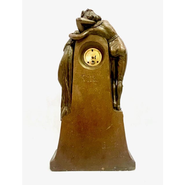 Large French Art Nouveau No 112 Fontaine De Labour Table Clock in Plaster from Lb Deposee, 1890s For Sale - Image 10 of 14