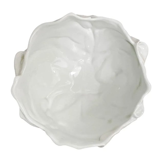 White Late 20th Century Large Italian Art Nouveau Centerpiece Bowl With Figural & Calla Lily Motif For Sale - Image 8 of 9