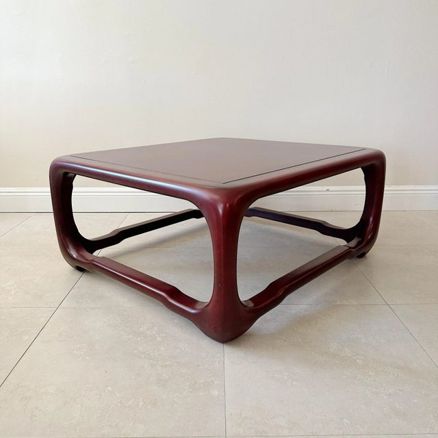 Karl Springer Karl Springer "Chinese Cube Style Coffee Table" in Lacquered Chinese Red 1980s For Sale - Image 4 of 7