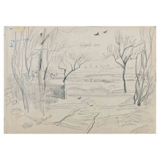 Norbert Meyre, The Landscape, Original Drawing, Mid-20th Century For Sale