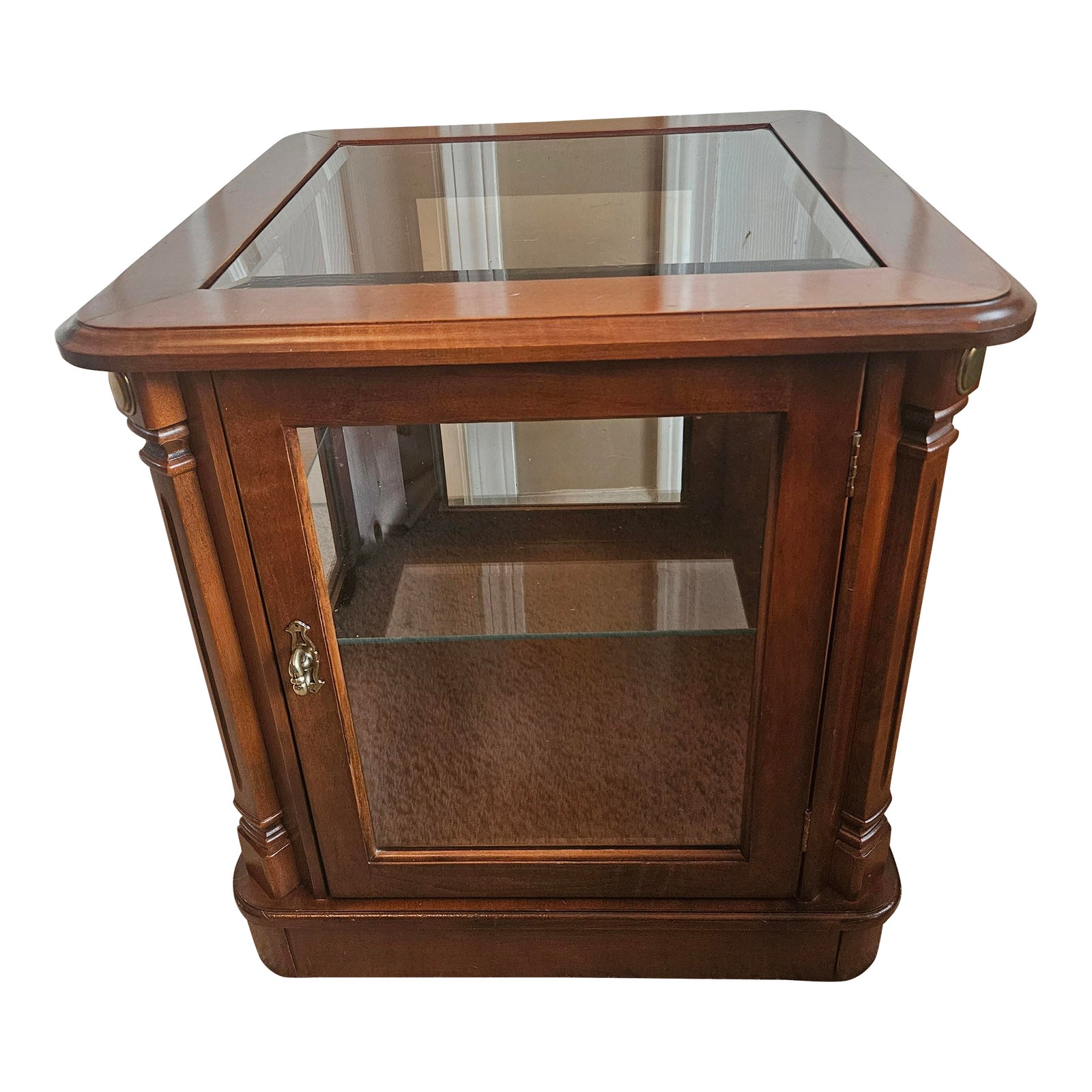 Lighted Glass Table Curio China Display Table Cabinet | Chairish