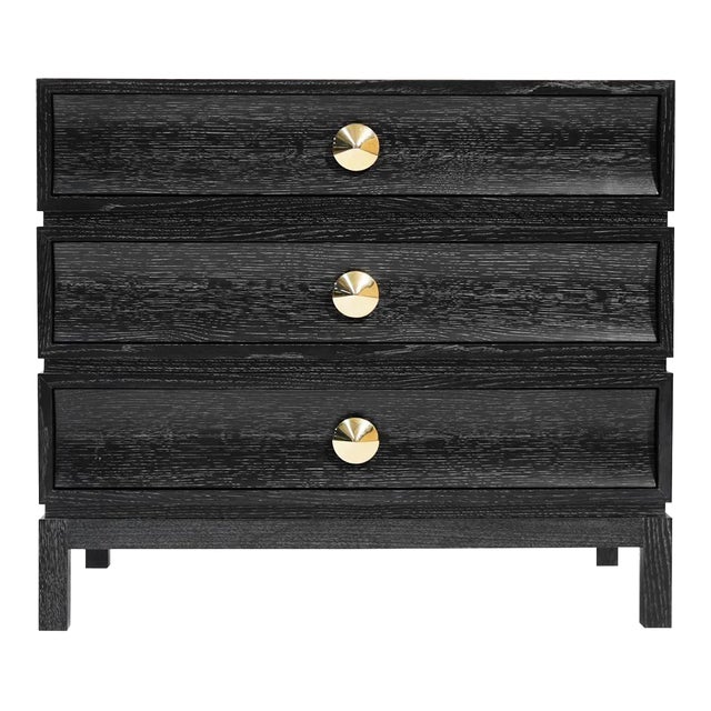 Stacked Bedside Table in Black Ceruse For Sale