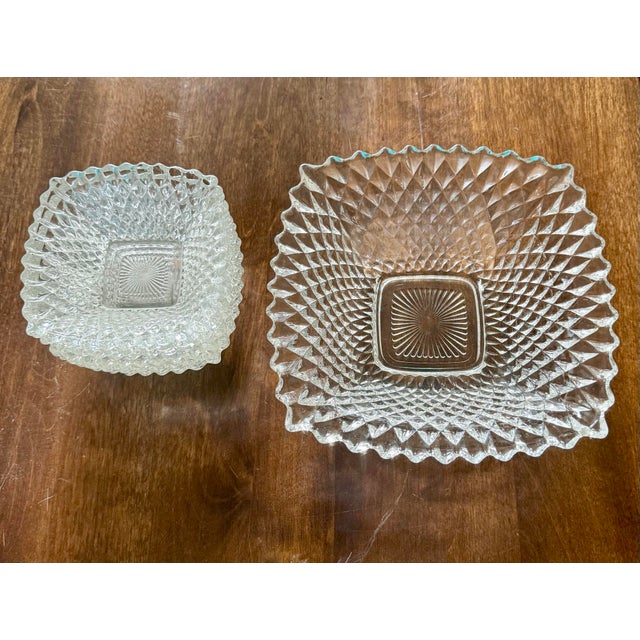 Late 20th Century Indiana Glass Diamond Point Salad Bowl Set - Set of 7 For Sale - Image 11 of 12