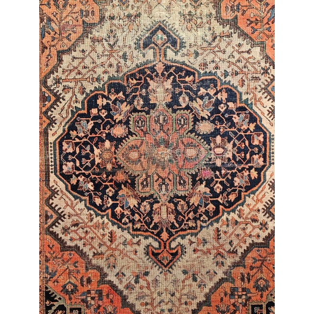 Ivory Antique Farahan Sarouk Rug, Handwoven Floral Pattern, Ivory & Brick Red, 5’ X 7’ For Sale - Image 8 of 12