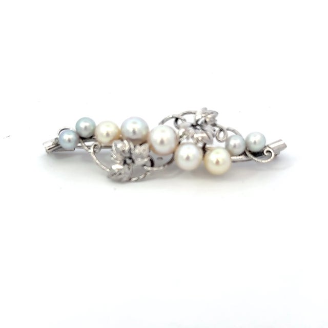 Mikimoto Akoya Pearl Brooch Sterling Silver 6.8 mm Estate 8 Grams For Sale - Image 10 of 12
