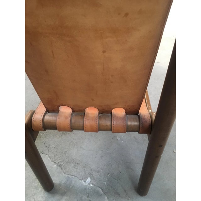 Mid-Century Modern Italian Cognac Leather and Dark Beech Dining Chairs by Ilmari Tapiovaara for La Permanente Mobili Cantù, Set of 4 For Sale - Image 13 of 16