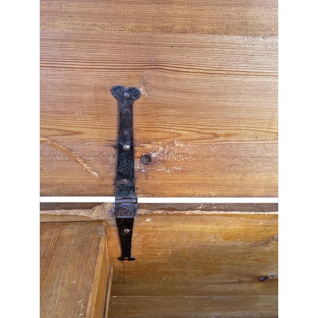 Maroon 1822 Alpine Blue Floral Painted Blanket Chest For Sale - Image 8 of 18