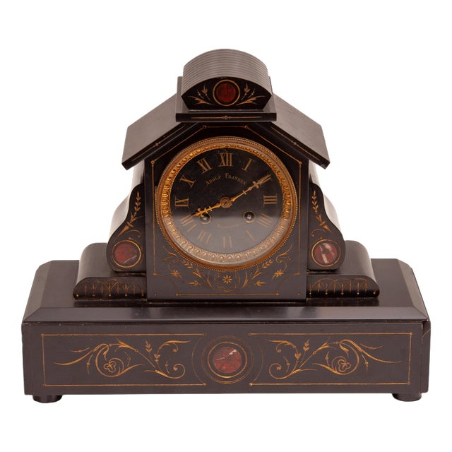 Antique Napoleon III Marble Mantel Clock by Adolf Fraaier, Amsterdam, 1900 For Sale