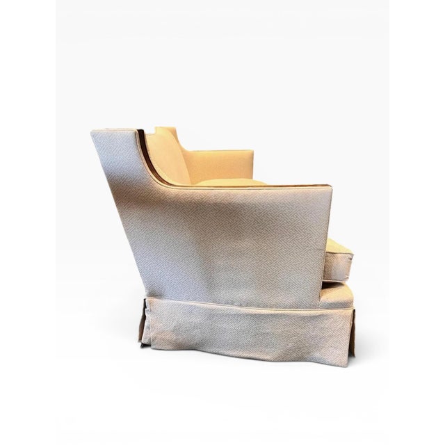 Theodore Alexander Upholstered Sofa With Fruitwood Trim & Kick Pleat Skirt – 79” For Sale In Boston - Image 6 of 13