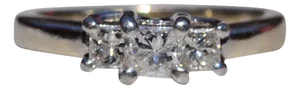The Magic: Signed Engagement Ring or Promise Ring with Natural Princess Cut Diamonds