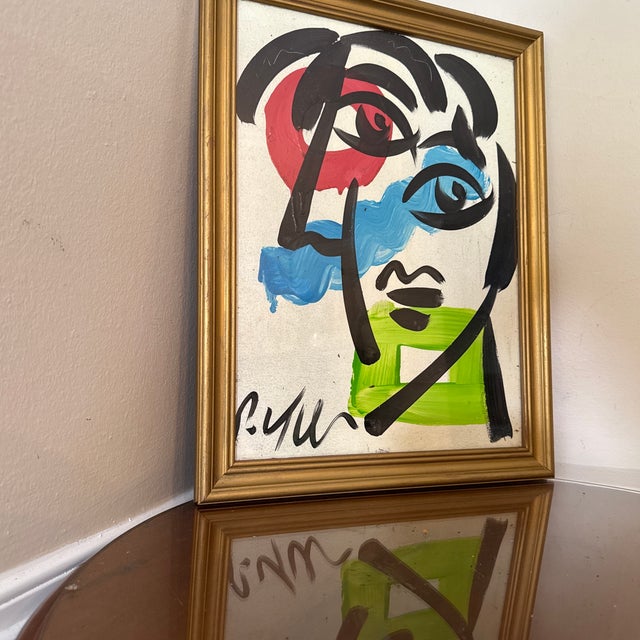 Mid-Century Modern 1970s Vintage Abstract Portraiture; Original Artwork by Peter Robert Keil, Framed For Sale - Image 3 of 10
