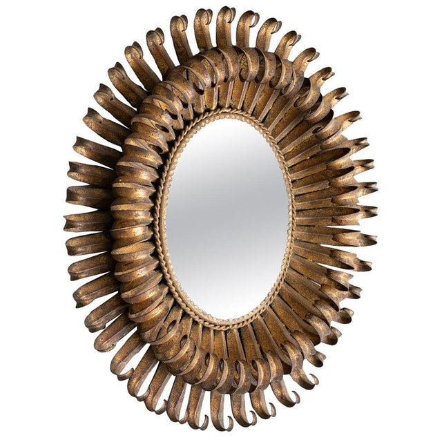 Mid-Century Modern Sunburst Mirror in Brass, 1960 For Sale - Image 11 of 11