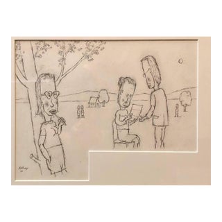 William AnthonyWilliam Anthony Caricature Drawing Woman with Lollipop, 1990 For Sale