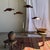 1980s Medium Flat Corrugated Teak Leaf Pendant Light with Floral Stripes, 1980s For Sale - Image 5 of 18