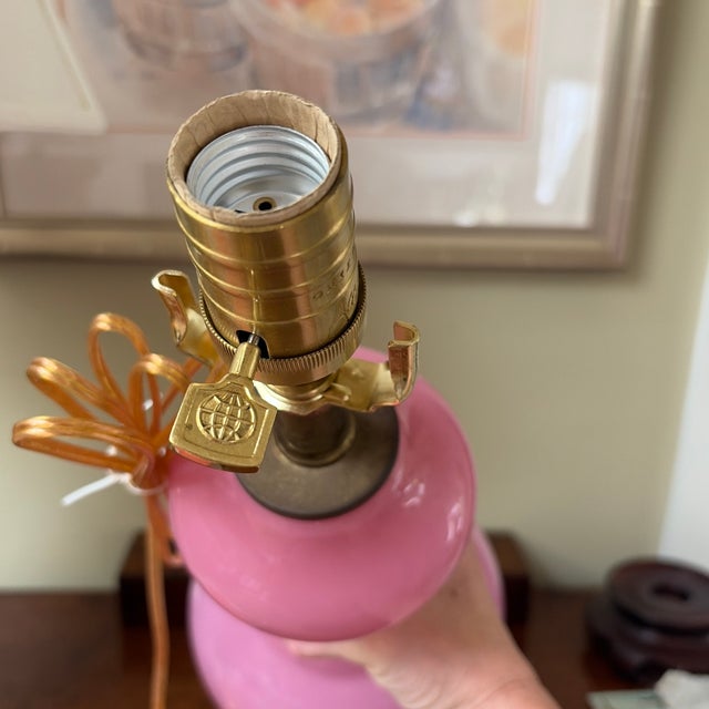 Nice large vintage pink Murano lamp. Recently rewired with new socket; all else original. No chips or cracks to the glass....