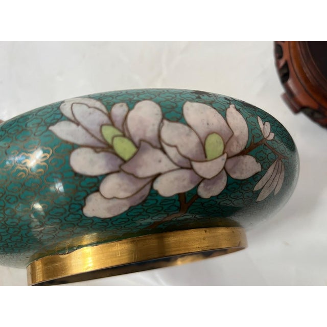 Asian Cloisonné Enamel Cup with Bouquet of Hardstone Flowers For Sale - Image 14 of 18