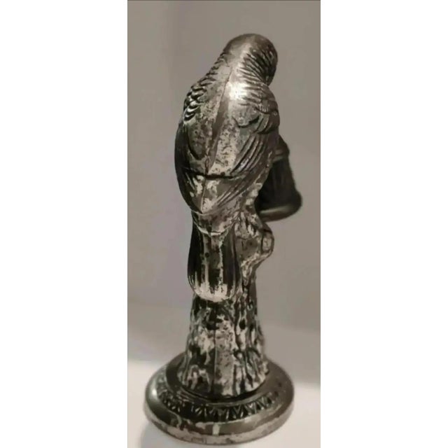 Art Deco Mid 20th Century Vintage Ornate Metal Tabletop Perched Bird Bell For Sale - Image 3 of 7