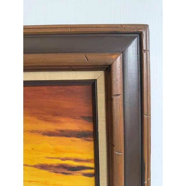 1972 Framed Oil Painting of a Sailboat & Sunset Signed by Puerto Rico Artist CC Furcster For Sale - Image 9 of 12