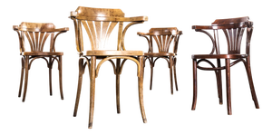 Standard Fan Back Bistro Mixed Dining Armchairs, 1950s, Set of 4