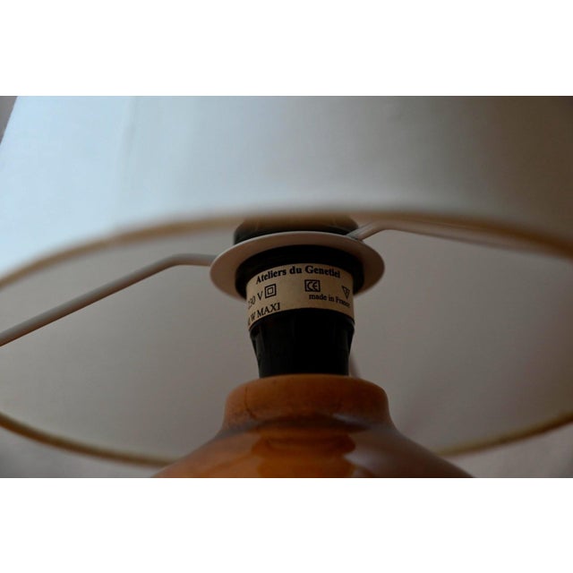 Brutalist Wabi-Sabi Ceramic Table Lamp in Glazed Stoneware from Ateliers Du Genetiel, 1960s For Sale - Image 6 of 8