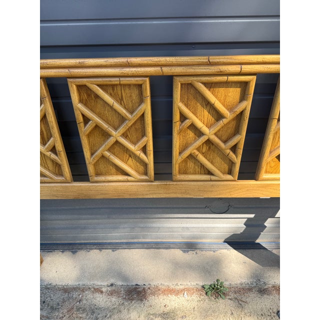 Ornamental & Decorative Materials Mid 20th Century Chinese Chippendale Faux Bamboo Queen Headboard For Sale - Image 7 of 8