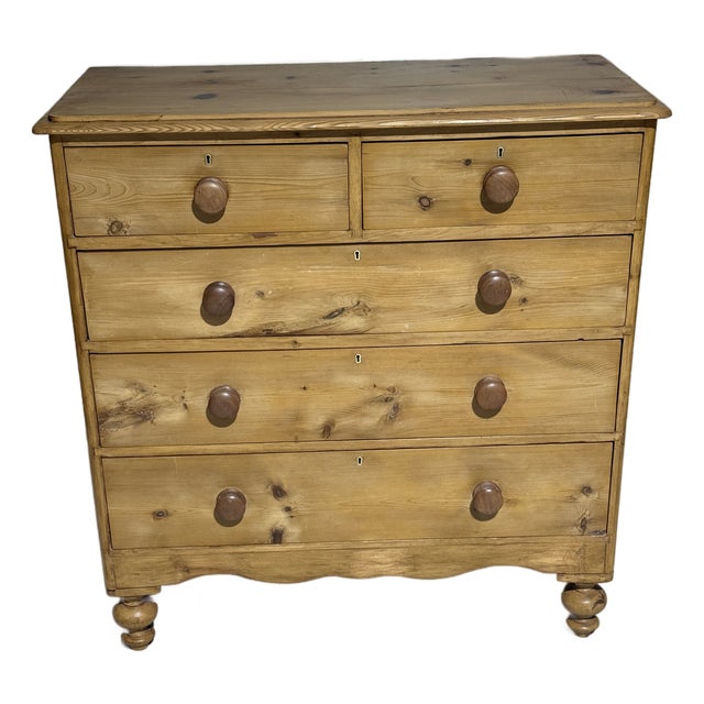 Antique Pine Two Over Three Drawers - Chest of Drawers From England For Sale