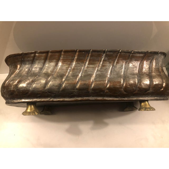 1960s Oblong Copper Planter With Brass Claw Feet For Sale - Image 11 of 11