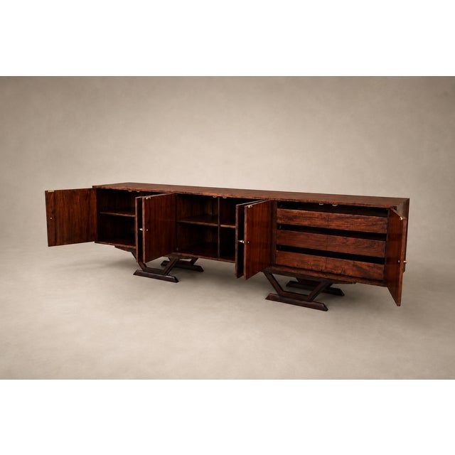 Monumental Brazilian Rosewood Credenza With Geometric Veneer Work by Móveis Teperman, 1950s For Sale - Image 14 of 18