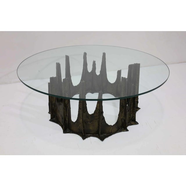 A beautiful Paul Evans Stalagmite cocktail table signed and dated 1970. The base is 16"H x 26" D Item is marked.