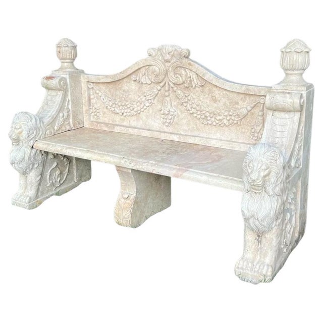 20th Century Talian Marble Bench, 1970s For Sale - Image 6 of 6